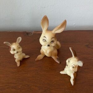 Vintage Easter Bunny Family set of 3 little rabbit figurines